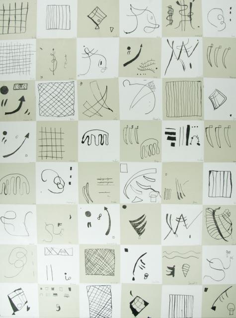 48 Quadrate mit Einzel-Zeichnungen