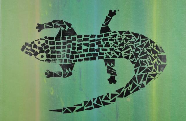 Kartonstempel: Echse