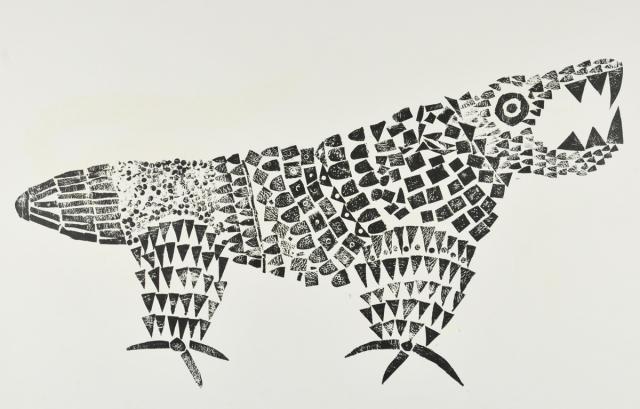 Kartonstempel: Echse