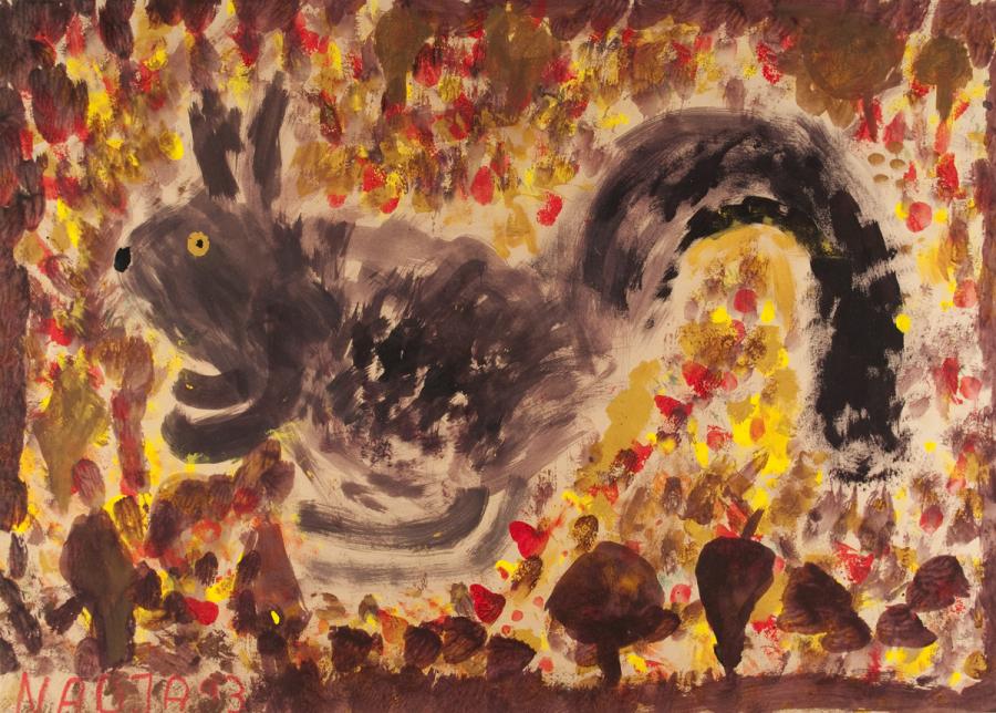 Herbst: Tier versteckt sich im Laub