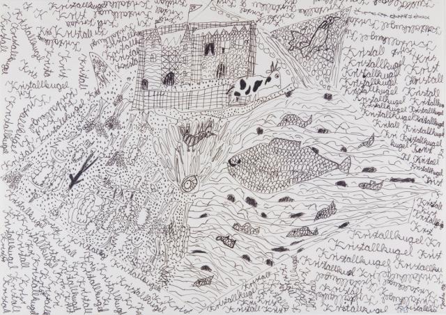 Textillustation: Das Märchen von der Kristallkugel