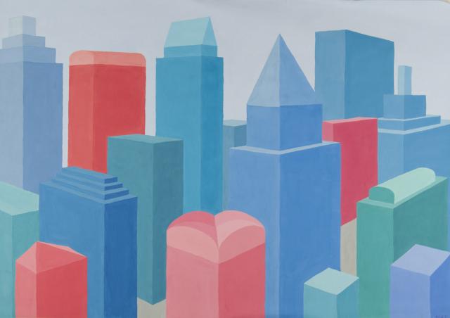 Perspektive mit 2 Fluchtpunkten: Hochhäuser