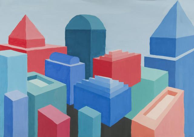 Perspektive mit 2 Fluchtpunkten: Hochhäuser