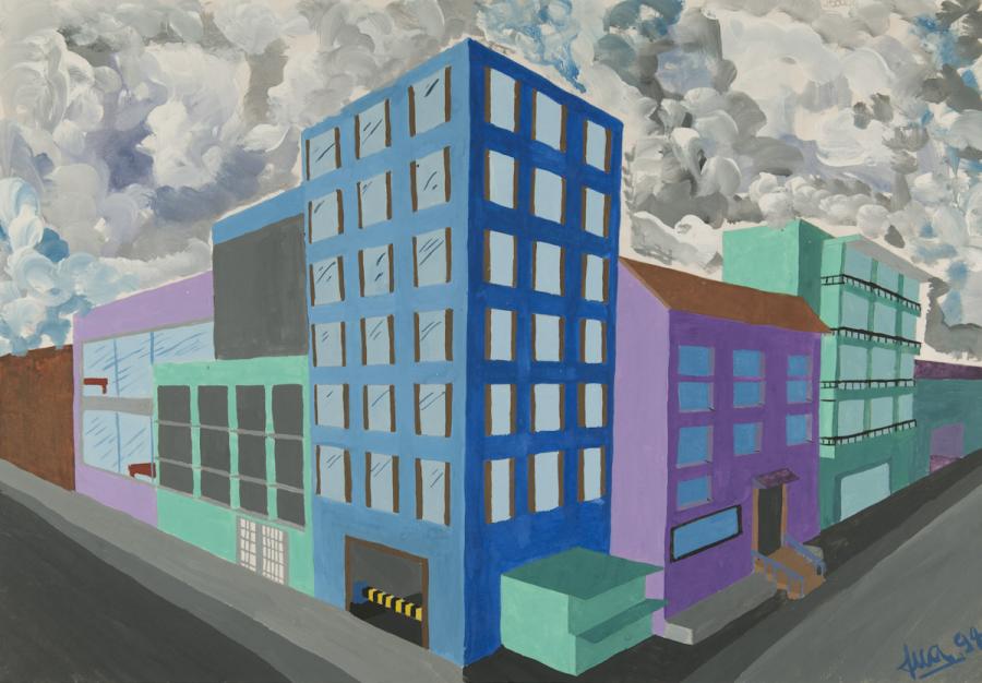 Perspektive mit 2 Fluchtpunkten: Hochhäuser