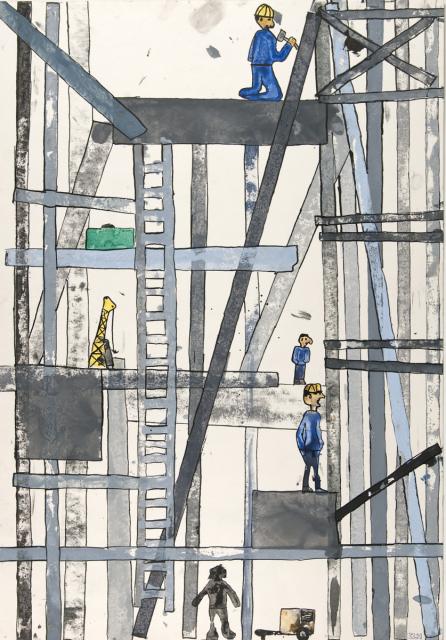Auf dem Baugerüst