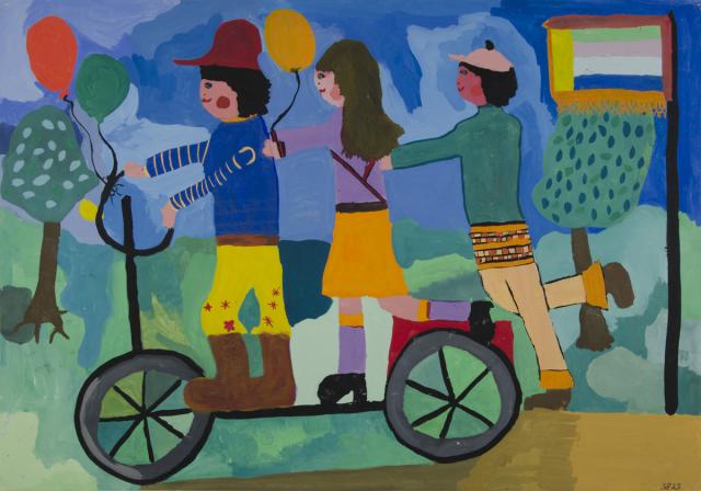 Kinder beim Rollerfahren