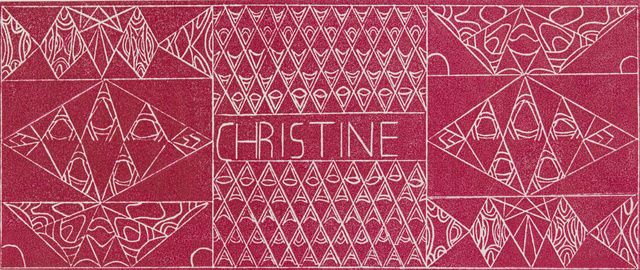 Ornament: Ritzungen in einen harten, glatten Karton