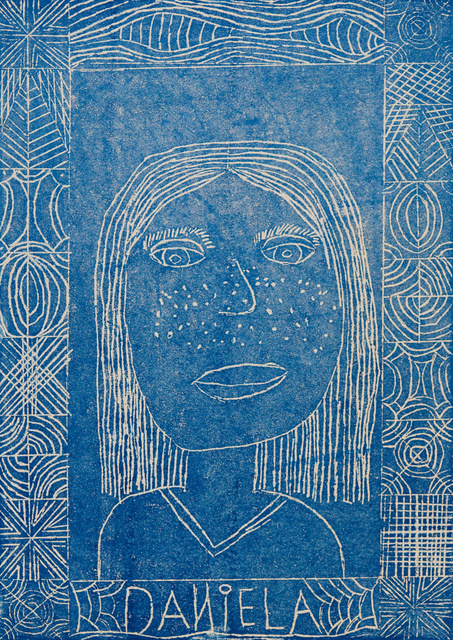 Porträt in ornamentalem Rahmen