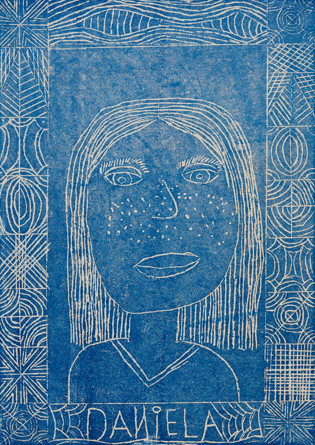 Porträt in ornamentalem Rahmen