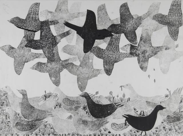 Kartonstempel: Tierschwarm - Vögel