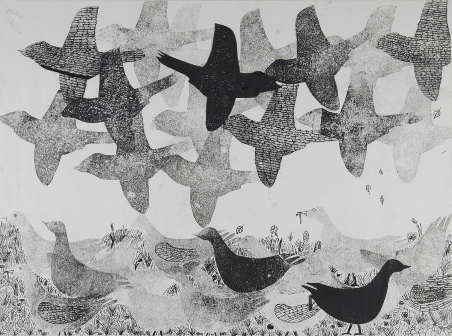 Kartonstempel: Tierschwarm - Vögel