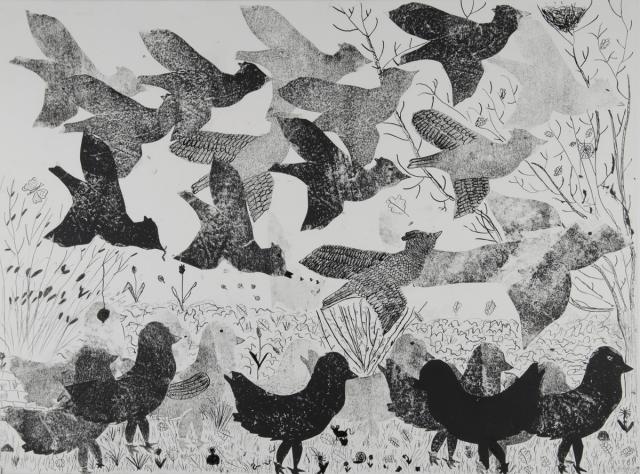 Kartonstempel: Tierschwarm - Vögel