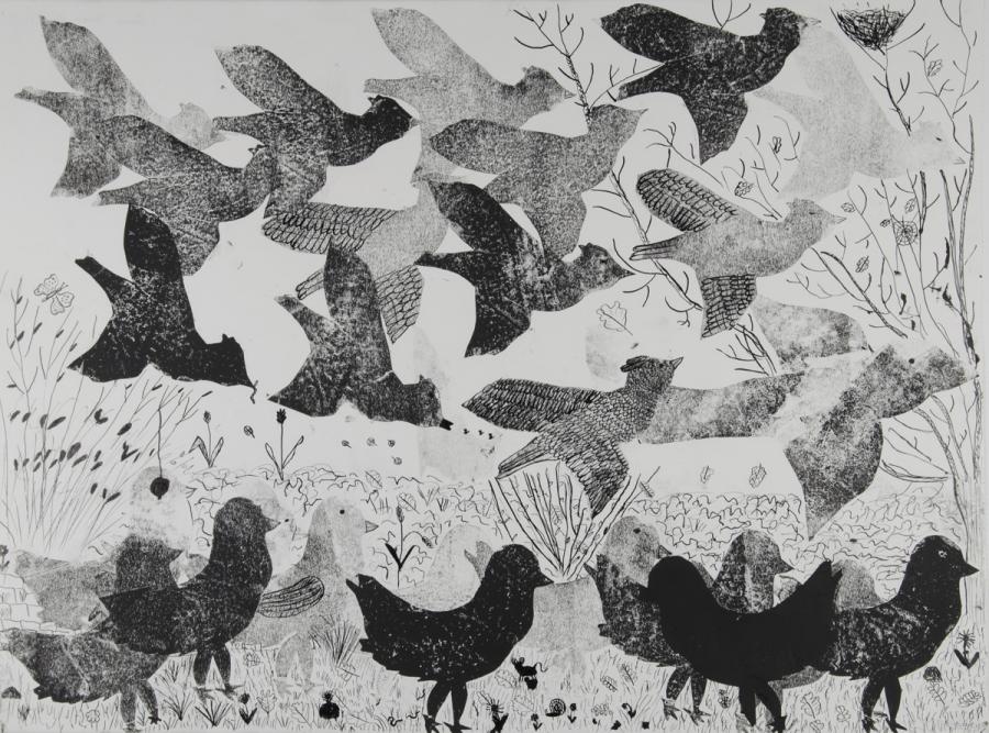 Kartonstempel: Tierschwarm - Vögel