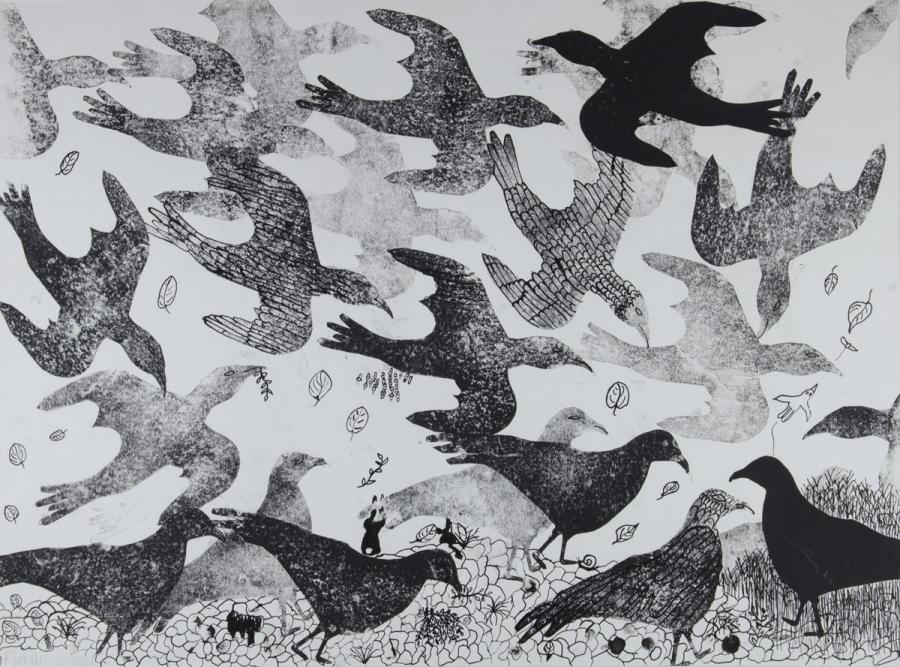 Kartonstempel: Tierschwarm - Vögel