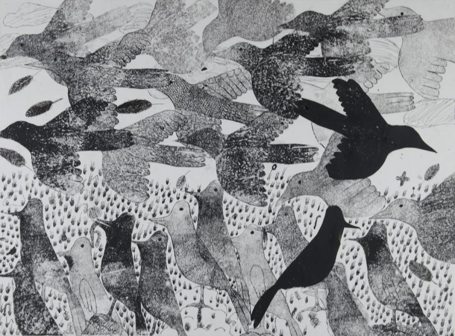 Kartonstempel: Tierschwarm - Vögel