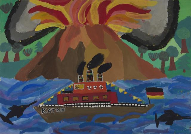 Schiff vor Vulkaninsel