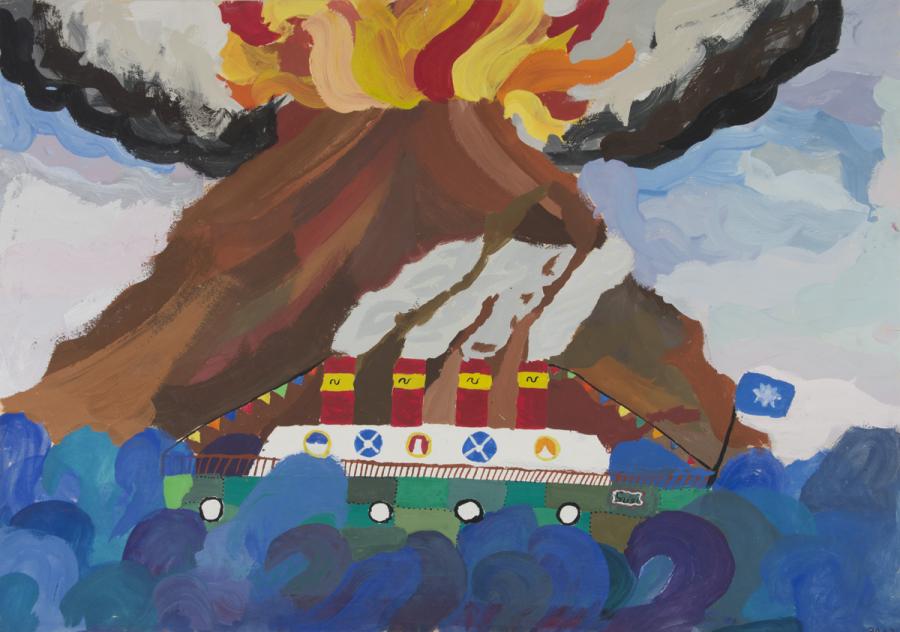 Schiff vor Vulkaninsel