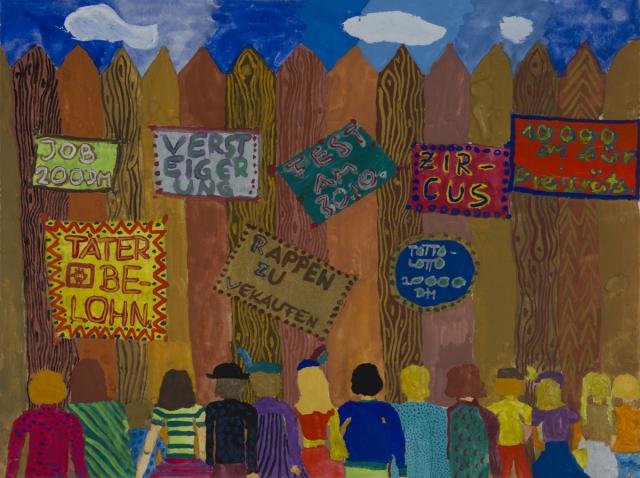 Anzeigen an einem Bauzaun