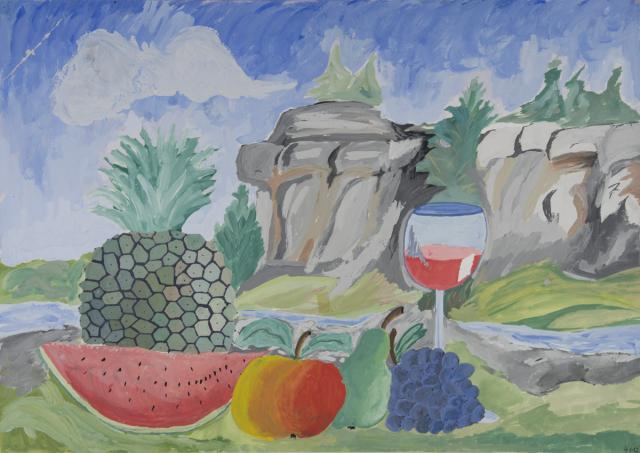 Stillleben mit Landschaft