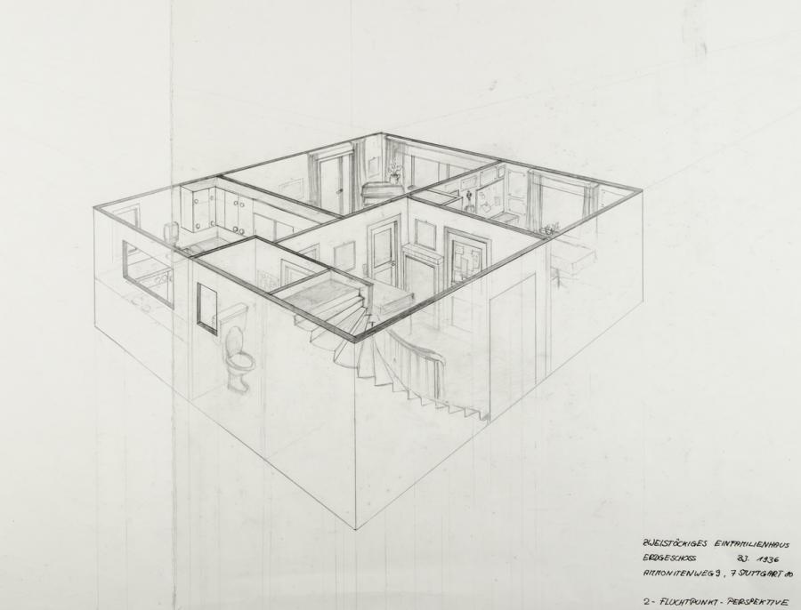 Perspektive mit 2 Fluchtpunkten: Wohnung