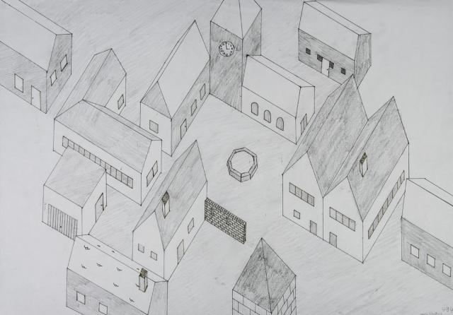 Grundriss-Schrägbild: Dorf