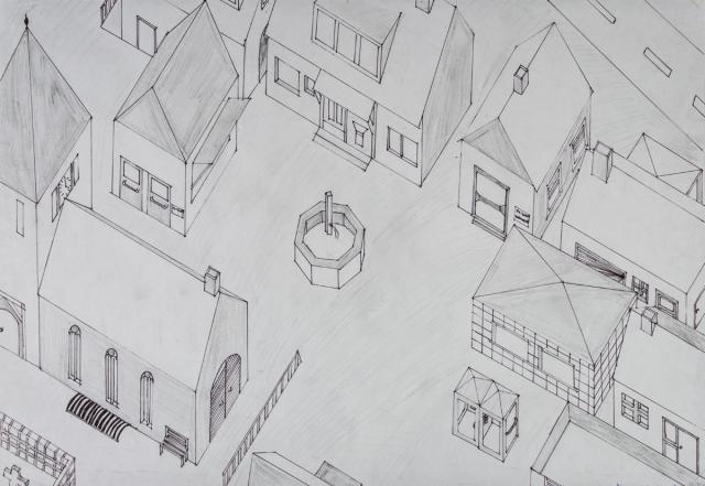 Grundriss-Schrägbild: Dorf