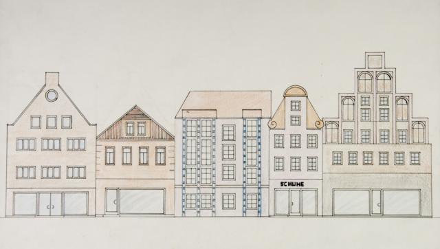 Gebäudefassaden: Häuserzeile