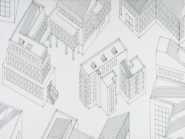 Grundriss-Schrägbild: Blick auf einen Marktplatz