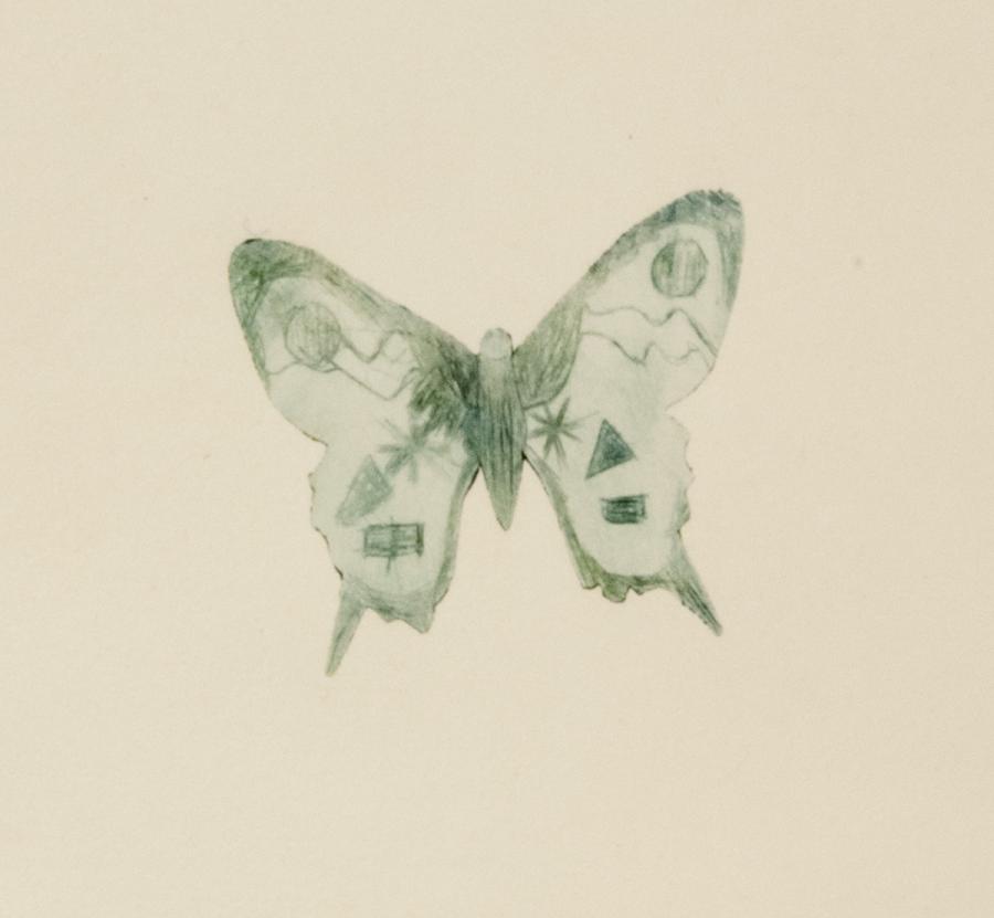 In Form geschnittenes Motiv: Schmetterling