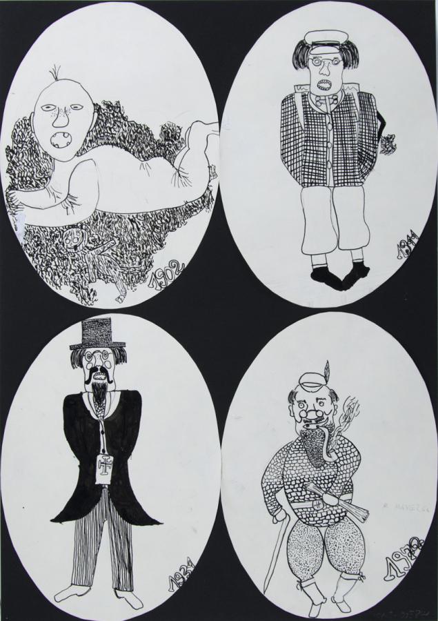 Zeichnung: Person wie in alten Fotos