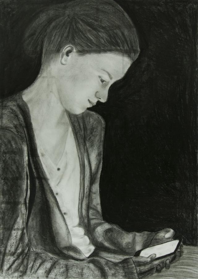 Person mit Handy: Die Erleuchung