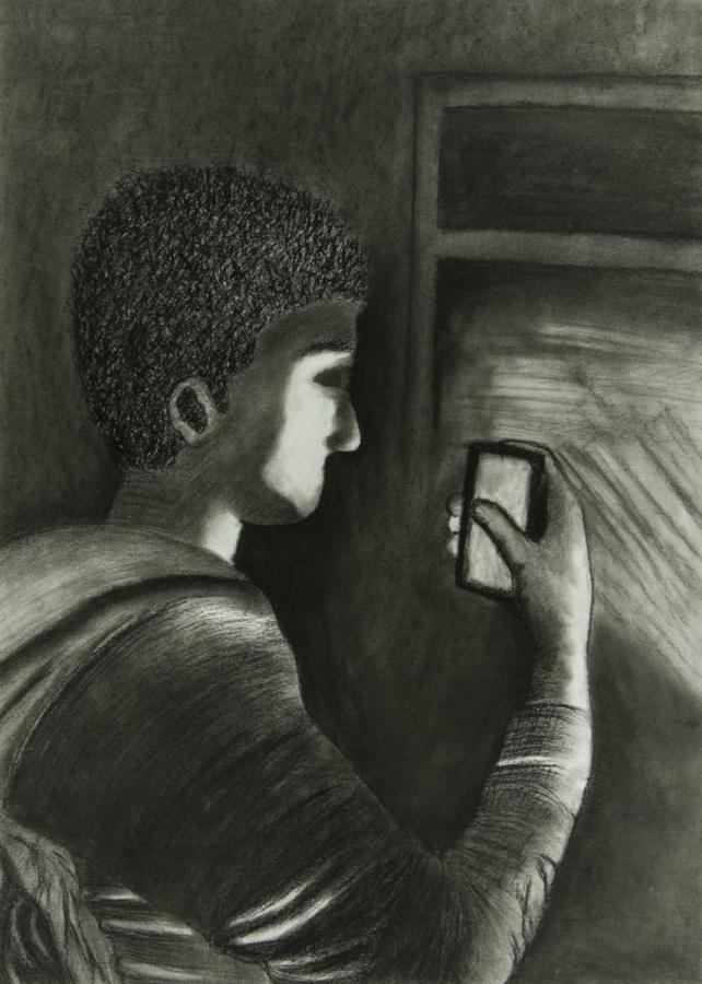 Person mit Handy: Die Erleuchung