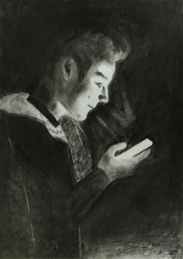 Person mit Handy: Die Erleuchung