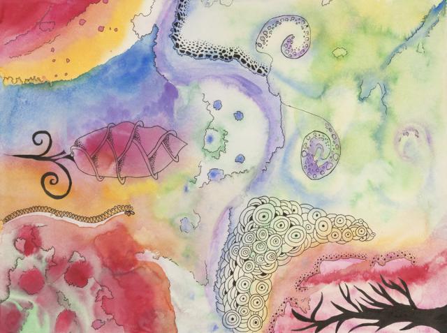 Aquarell und Zeichnung