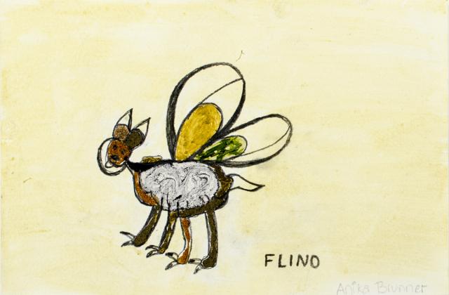 Blind-Zeichnung eines Fantasietieres