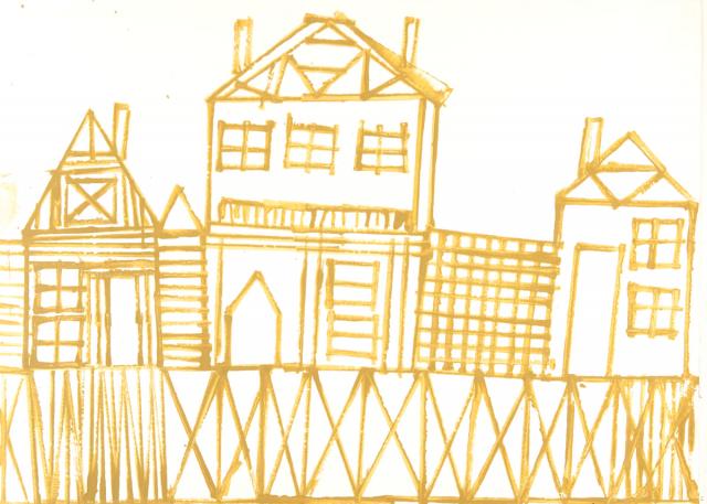 Kartonkantendruck - Pfahlbauten