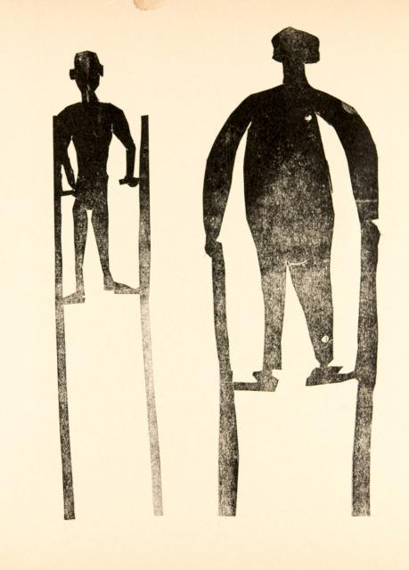 Kartondruck - Stelzenmänner