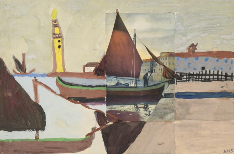 19. Jahrhundert: Weiterführung einer Kunstpostkarte - Segelboote 