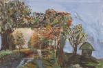 Impressionismus: Weiterführung einer Kunstpostkarte - Flusslandschaft